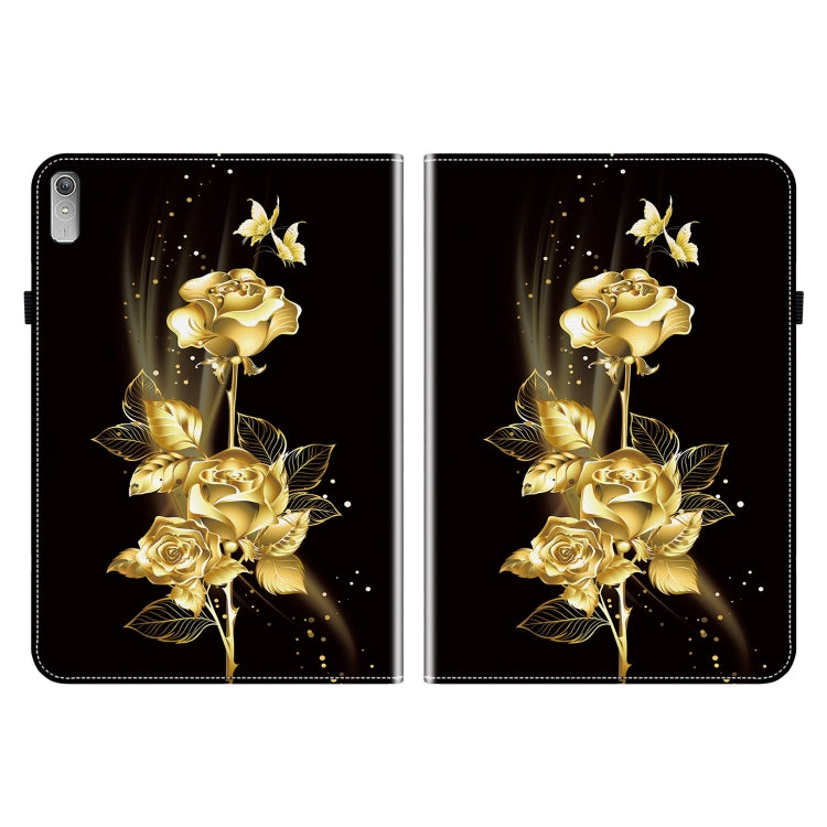 For Lenovo Tab P11 Gen 2 11.5 Crystal Texture Painted Leather Tablet Case(Gold Butterfly Rose)