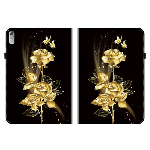 For Lenovo Tab P11 Gen 2 11.5 Crystal Texture Painted Leather Tablet Case(Gold Butterfly Rose)
