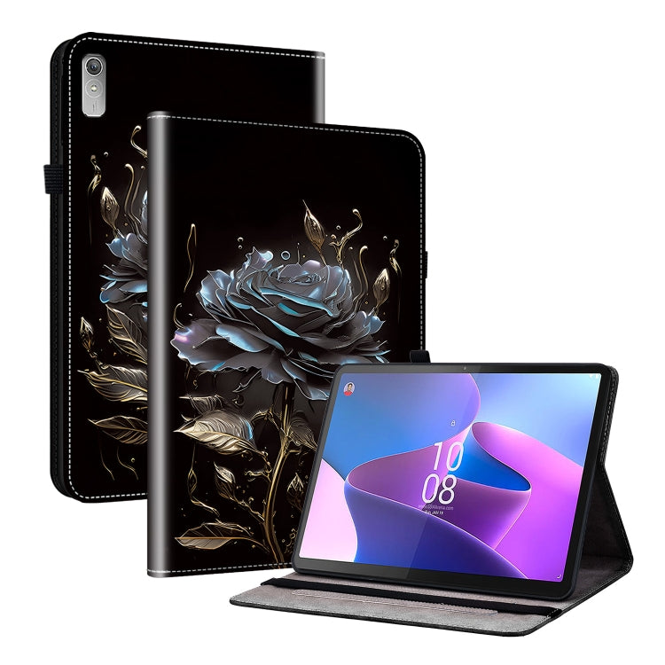 For Lenovo Tab P11 Gen 2 11.5 Crystal Texture Painted Leather Tablet Case(Black Rose)