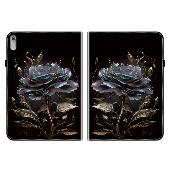 For Lenovo Tab P11 Gen 2 11.5 Crystal Texture Painted Leather Tablet Case(Black Rose)