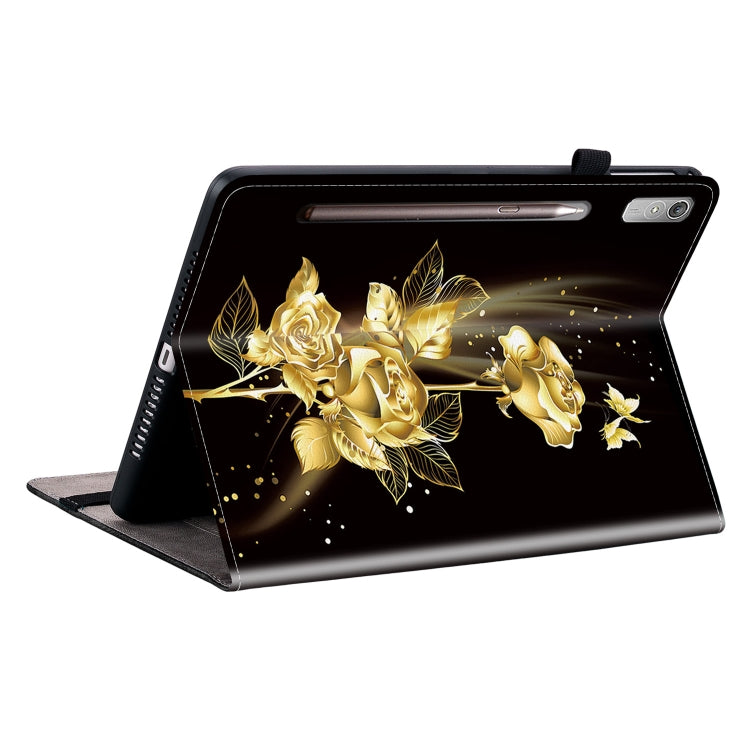 For Lenovo Tab P11 Pro Gen 2 11.2 Crystal Texture Painted Leather Tablet Case(Gold Butterfly Rose)