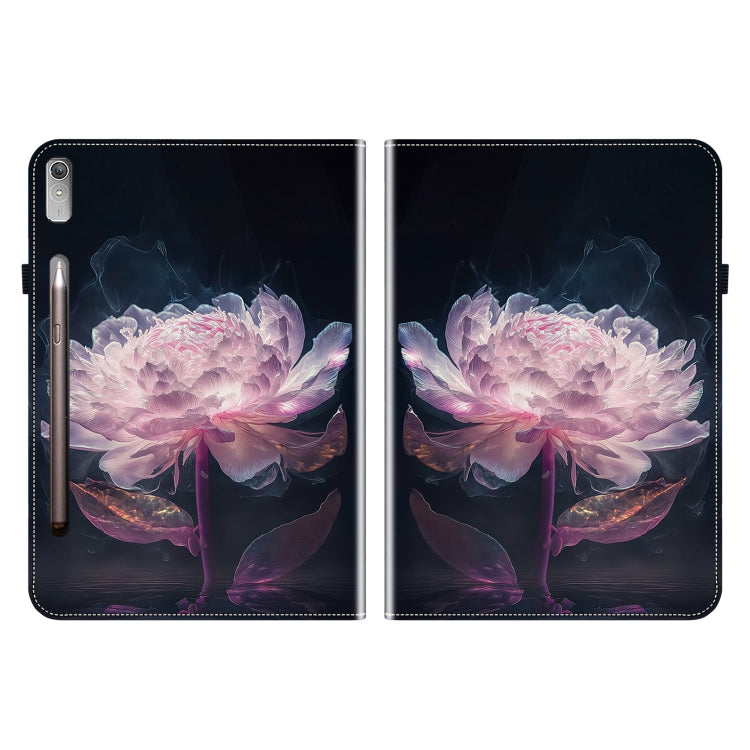 For Lenovo Tab P11 Pro Gen 2 11.2 Crystal Texture Painted Leather Tablet Case(Purple Peony)