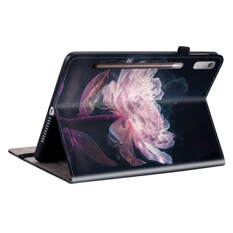 For Lenovo Tab P11 Pro Gen 2 11.2 Crystal Texture Painted Leather Tablet Case(Purple Peony)