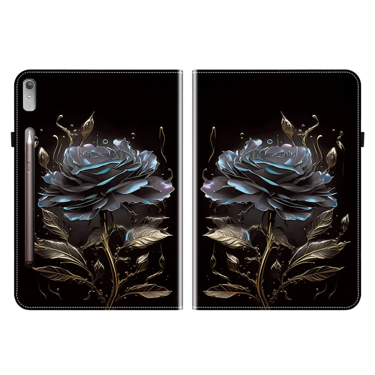 For Lenovo Tab P11 Pro Gen 2 11.2 Crystal Texture Painted Leather Tablet Case(Black Rose)