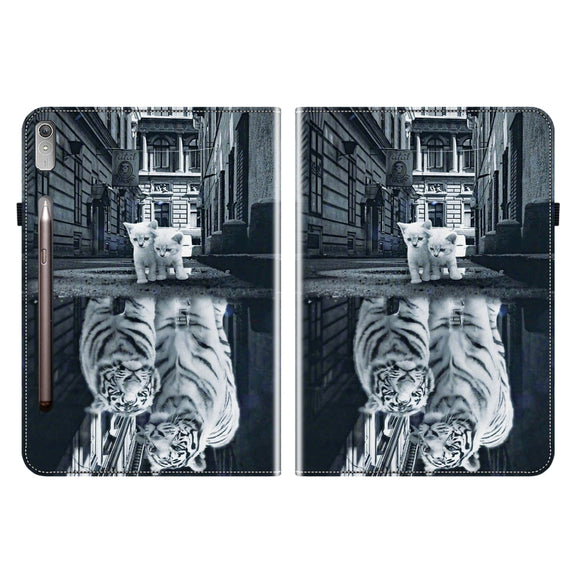 For Lenovo Tab P11 Pro Gen 2 11.2 Crystal Texture Painted Leather Tablet Case(Cat Reflection Tiger)