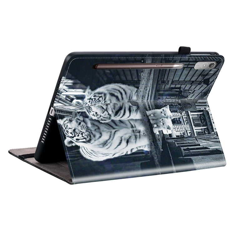 For Lenovo Tab P11 Pro Gen 2 11.2 Crystal Texture Painted Leather Tablet Case(Cat Reflection Tiger)