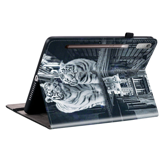 For Lenovo Tab P11 Pro Gen 2 11.2 Crystal Texture Painted Leather Tablet Case(Cat Reflection Tiger)