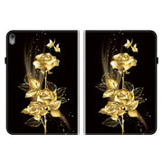 For Lenovo Tab P11 / Xiaoxin Pad Plus Crystal Texture Painted Leather Tablet Case(Gold Butterfly Rose)