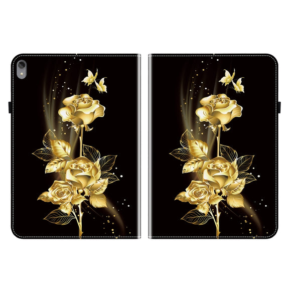For Lenovo Tab P11 / Xiaoxin Pad Plus Crystal Texture Painted Leather Tablet Case(Gold Butterfly Rose)