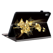 For Lenovo Tab P11 / Xiaoxin Pad Plus Crystal Texture Painted Leather Tablet Case(Gold Butterfly Rose)
