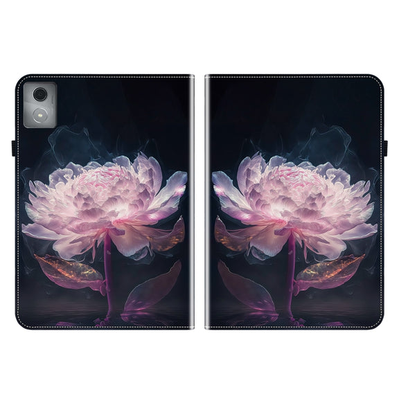For Lenovo Tab K11 Plus Crystal Texture Painted Leather Tablet Case(Purple Peony)