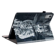 For Lenovo Tab K11 Plus Crystal Texture Painted Leather Tablet Case(Cat Reflection Tiger)