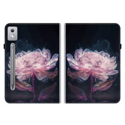 For Lenovo Tab P12 12.7 2025 Crystal Texture Painted Leather Tablet Case(Purple Peony)