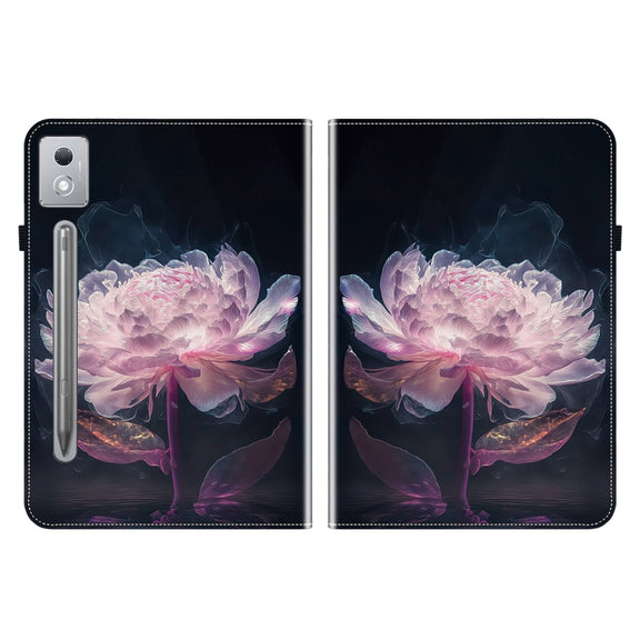 For Lenovo Tab P12 12.7 2025 Crystal Texture Painted Leather Tablet Case(Purple Peony)