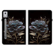 For Lenovo Tab P12 12.7 2025 Crystal Texture Painted Leather Tablet Case(Black Rose)
