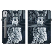 For Lenovo Tab P12 12.7 2025 Crystal Texture Painted Leather Tablet Case(Cat Reflection Tiger)