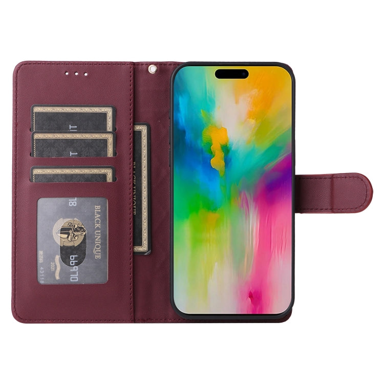 For iPhone 16 Plus Diamond Lattice Leather Flip Phone Case(Wine Red)
