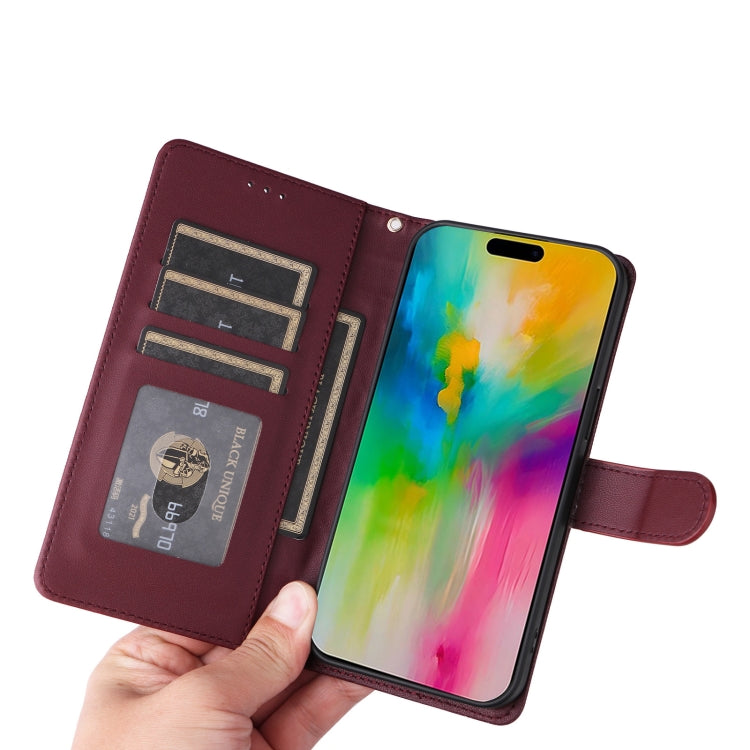 For iPhone 16 Plus Diamond Lattice Leather Flip Phone Case(Wine Red)