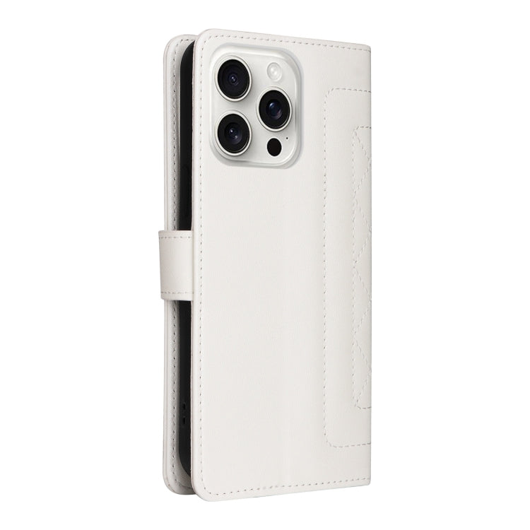 For iPhone 16 Pro Max Diamond Lattice Leather Flip Phone Case(White)