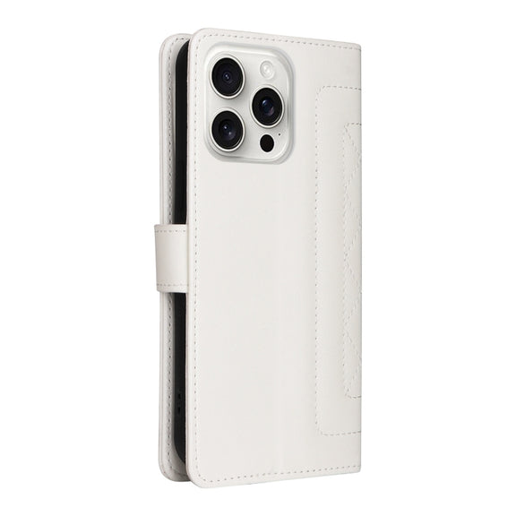 For iPhone 16 Pro Max Diamond Lattice Leather Flip Phone Case(White)