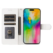 For iPhone 16 Pro Max Diamond Lattice Leather Flip Phone Case(White)