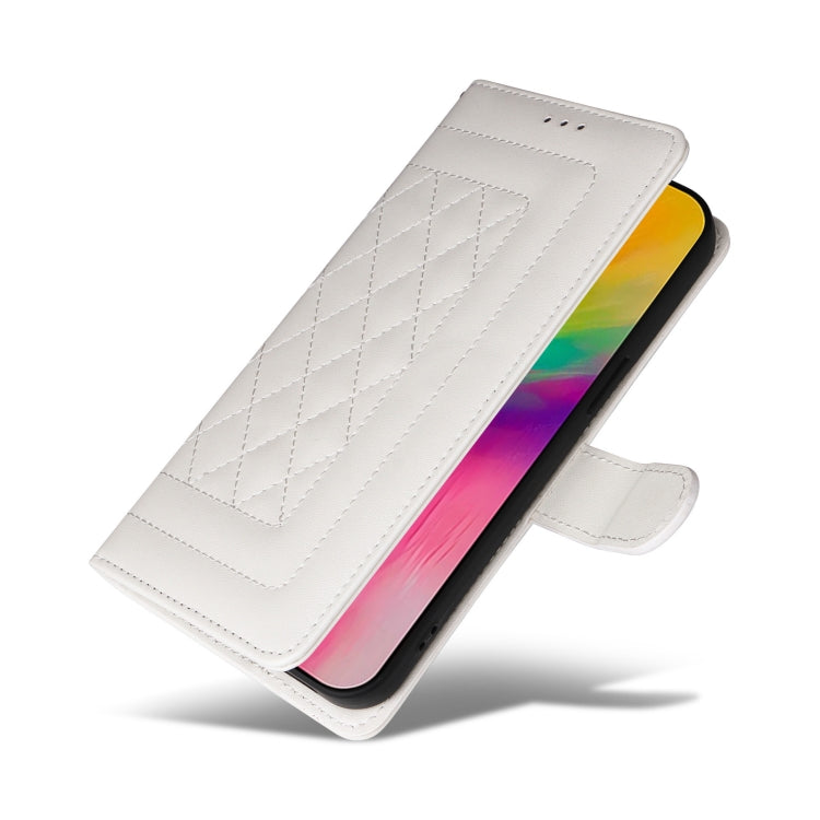For iPhone 16 Pro Max Diamond Lattice Leather Flip Phone Case(White)