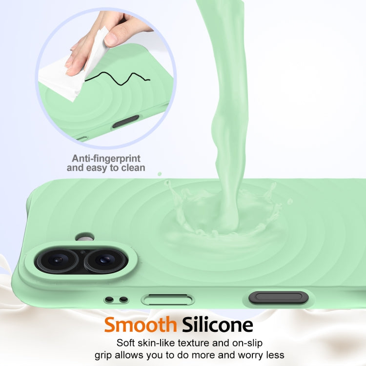 For iPhone 16 Plus Wave Texture MagSafe Magnetic Liquid Silicone Phone Case(Green)