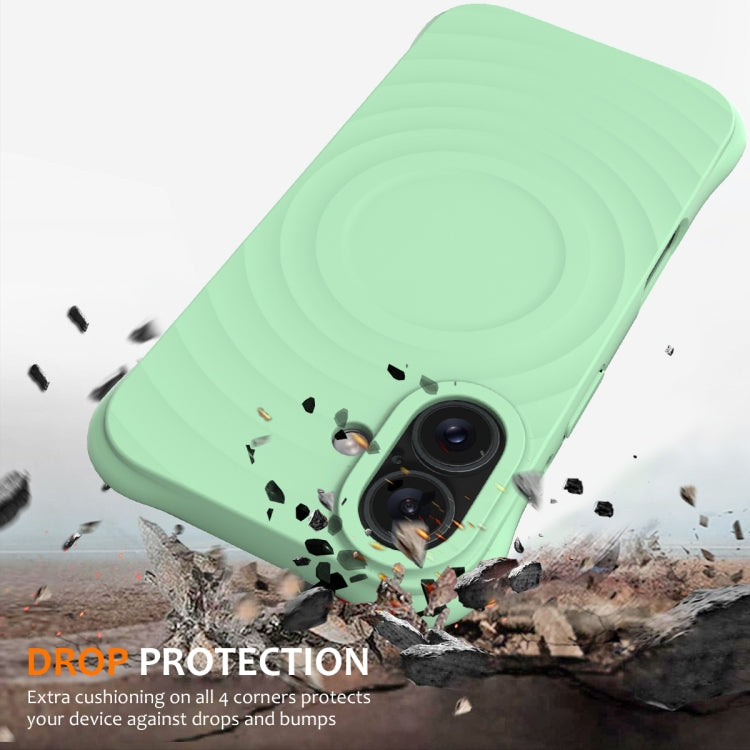 For iPhone 16 Plus Wave Texture MagSafe Magnetic Liquid Silicone Phone Case(Green)