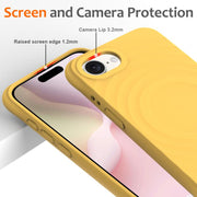 For iPhone 16e Wave Texture MagSafe Magnetic Liquid Silicone Phone Case(Yellow)