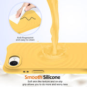 For iPhone 16e Wave Texture MagSafe Magnetic Liquid Silicone Phone Case(Yellow)