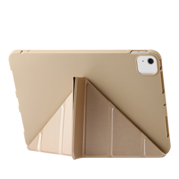 For iPad Air 11 2024 TPU Deformation Flip Leather Tablet Case with Holder(Gold)