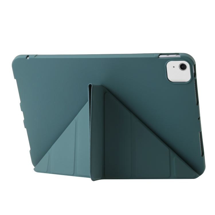 For iPad Air 11 2024 TPU Deformation Flip Leather Tablet Case with Holder(Dark Green)