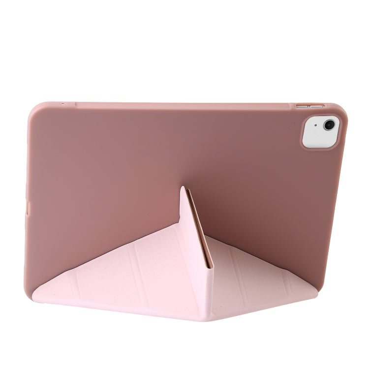 For iPad Air 11 2025 / 2024 TPU Deformation Flip Leather Tablet Case with Holder(Rose Gold)