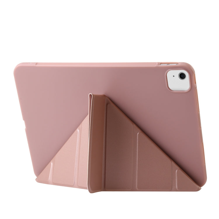 For iPad Air 11 2025 / 2024 TPU Deformation Flip Leather Tablet Case with Holder(Rose Gold)