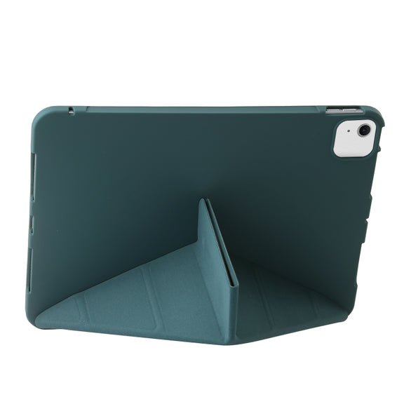 For iPad Air 13 2024 TPU Deformation Flip Leather Tablet Case with Holder(Dark Green)