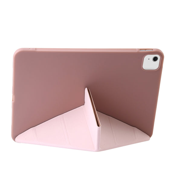 For iPad Air 13 2024 TPU Deformation Flip Leather Tablet Case with Holder(Rose Gold)