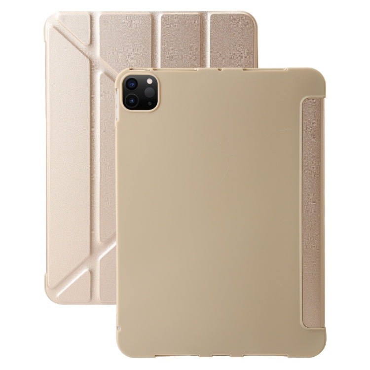For iPad Pro 11 2024 TPU Deformation Flip Leather Tablet Case with Holder(Gold)