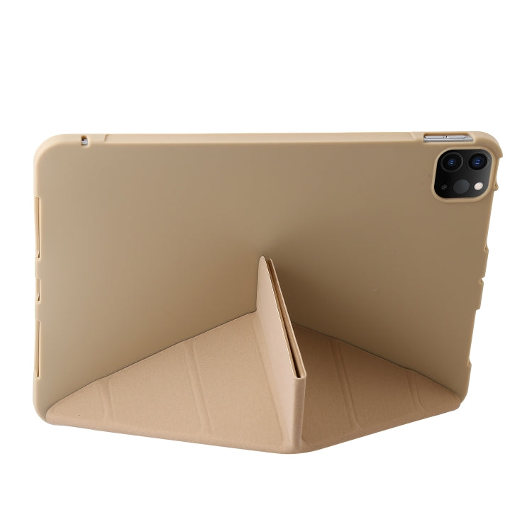 For iPad Pro 11 2024 TPU Deformation Flip Leather Tablet Case with Holder(Gold)