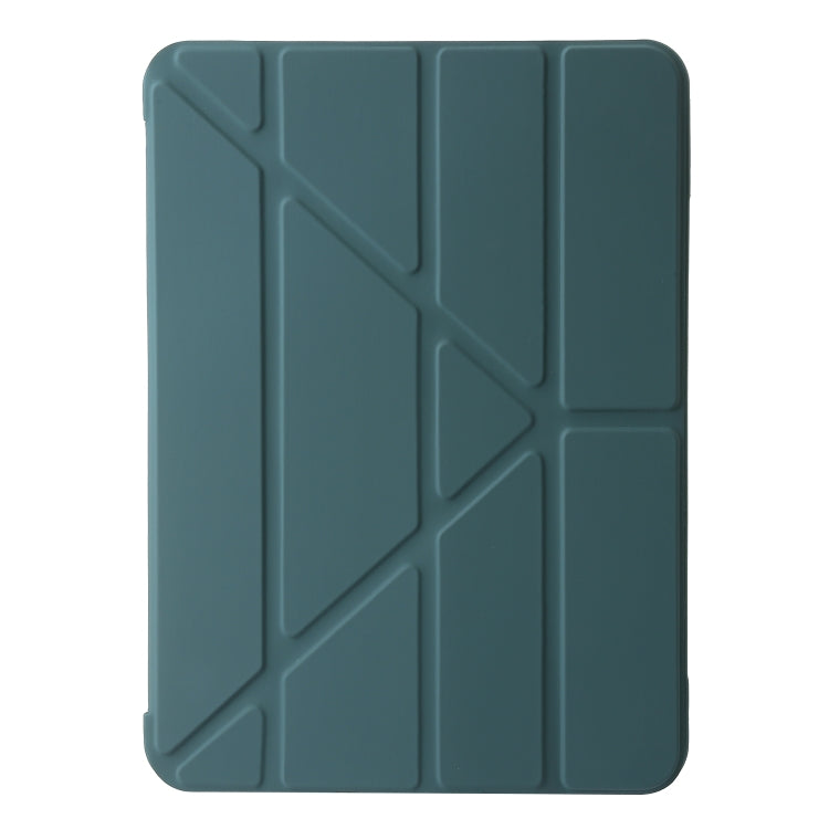 For iPad Pro 11 2024 TPU Deformation Flip Leather Tablet Case with Holder(Dark Green)