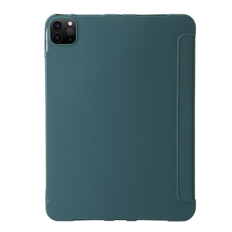 For iPad Pro 11 2024 TPU Deformation Flip Leather Tablet Case with Holder(Dark Green)