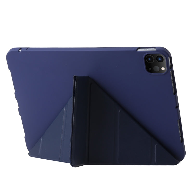 For iPad Pro 11 2024 TPU Deformation Flip Leather Tablet Case with Holder(Dark Blue)