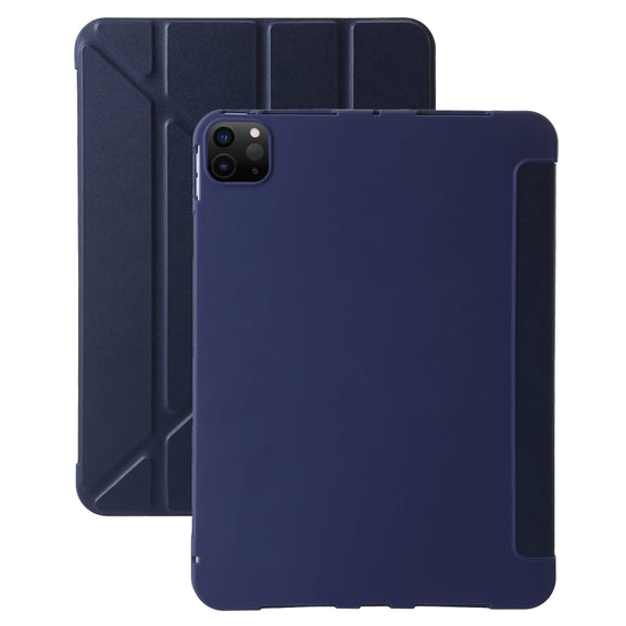 For iPad Pro 11 2024 TPU Deformation Flip Leather Tablet Case with Holder(Dark Blue)
