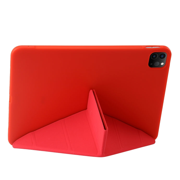 For iPad Pro 11 2024 TPU Deformation Flip Leather Tablet Case with Holder(Red)