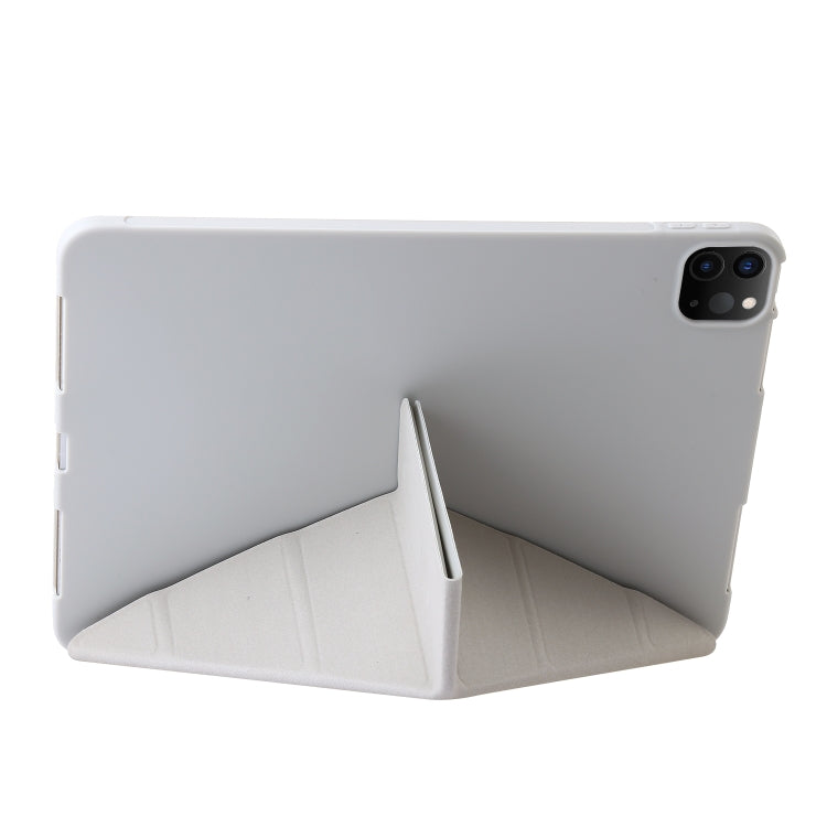 For iPad Pro 11 2024 TPU Deformation Flip Leather Tablet Case with Holder(Grey)