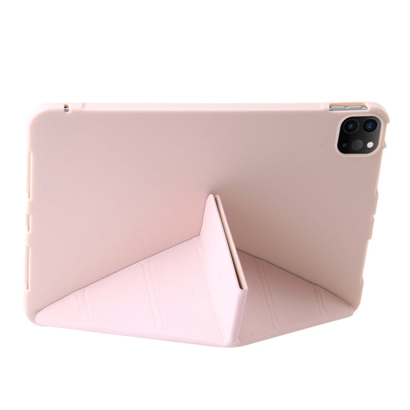 For iPad Pro 11 2024 TPU Deformation Flip Leather Tablet Case with Holder(Light Pink)
