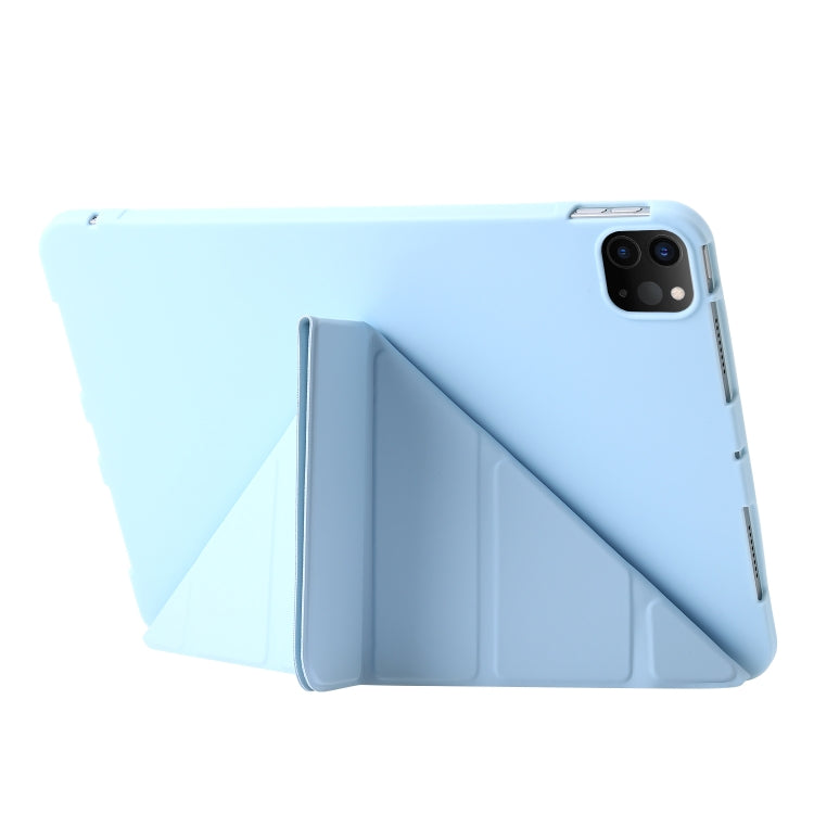 For iPad Pro 11 2024 TPU Deformation Flip Leather Tablet Case with Holder(Sky Blue)