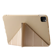 For iPad Pro 13 2024 TPU Deformation Flip Leather Tablet Case with Holder(Gold)