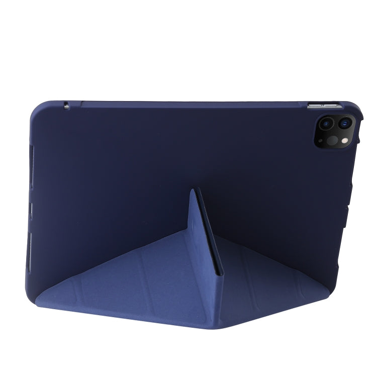 For iPad Pro 13 2024 TPU Deformation Flip Leather Tablet Case with Holder(Dark Blue)