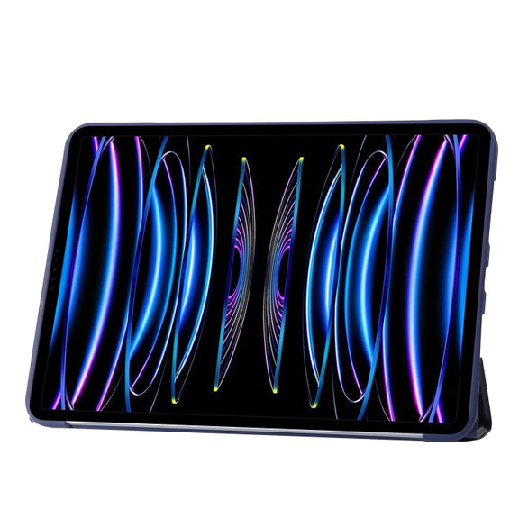 For iPad Pro 13 2024 TPU Deformation Flip Leather Tablet Case with Holder(Dark Blue)