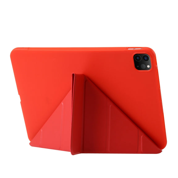 For iPad Pro 13 2024 TPU Deformation Flip Leather Tablet Case with Holder(Red)